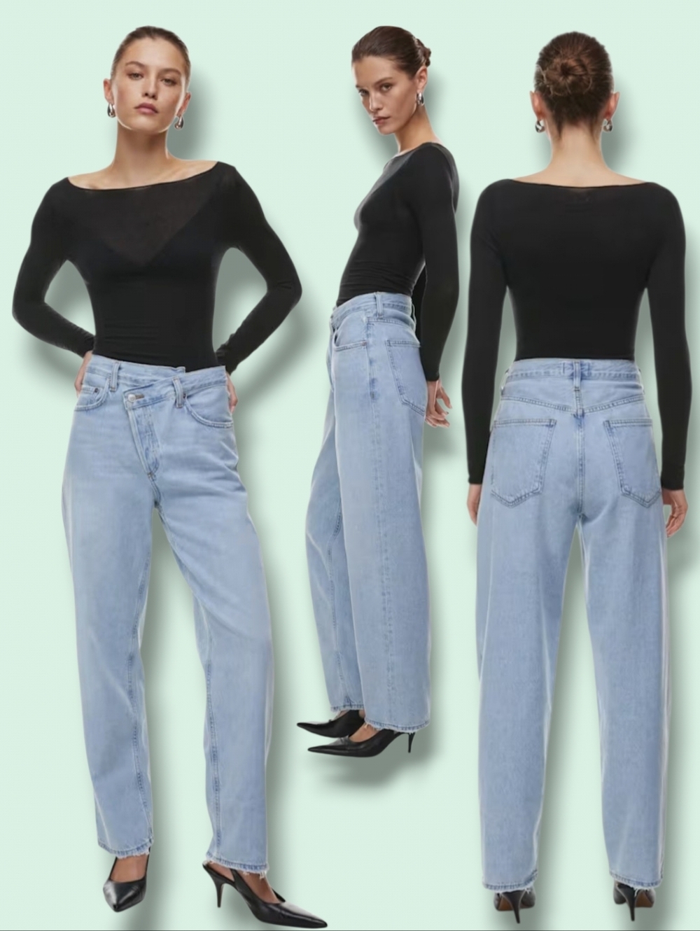 Agolde Women's Criss Cross Upsized Hi-Rise Jeans In Suburbia Light Wash Denim